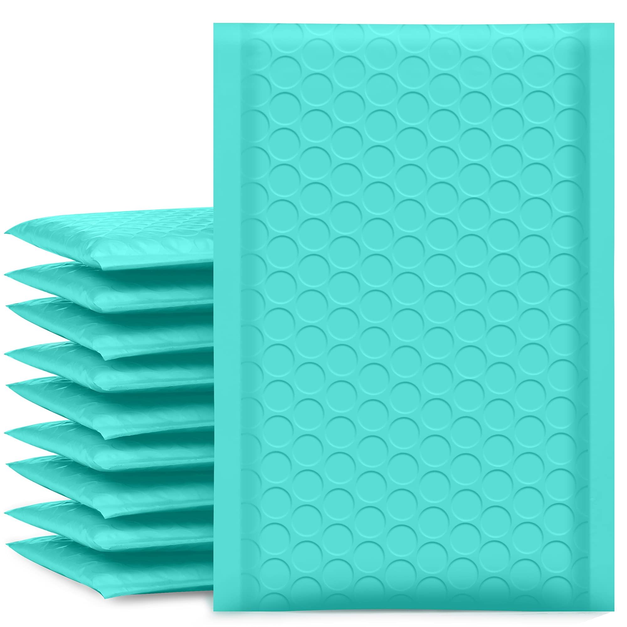 UCGOU Bubble Mailers 4x8 Inch Teal 50 Pack Usable Size 4x7 Inch Poly Padded Envelopes Small Business Mailing Packages Opaque Self Seal Adhesive Waterproof Boutique Shipping Bags for Jewelry #000