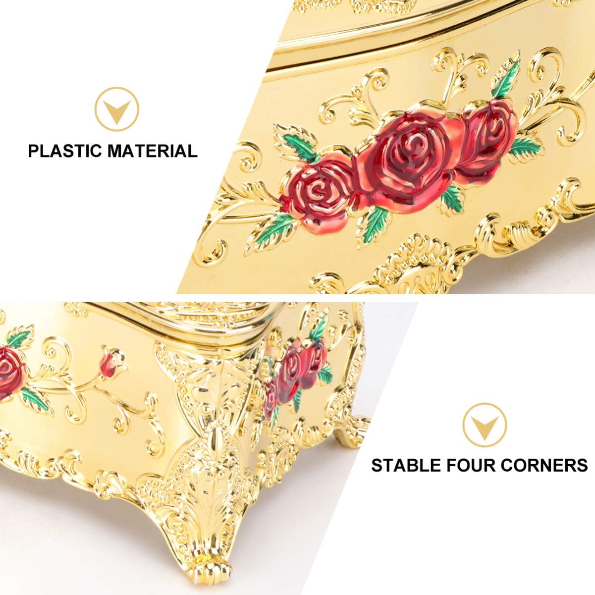 Zerodeko European Style High-Grade Napkin Holder Rose Pattern Elegant Tissue Box Container for Home and Car Removable Design for Easy Use for Housewarming