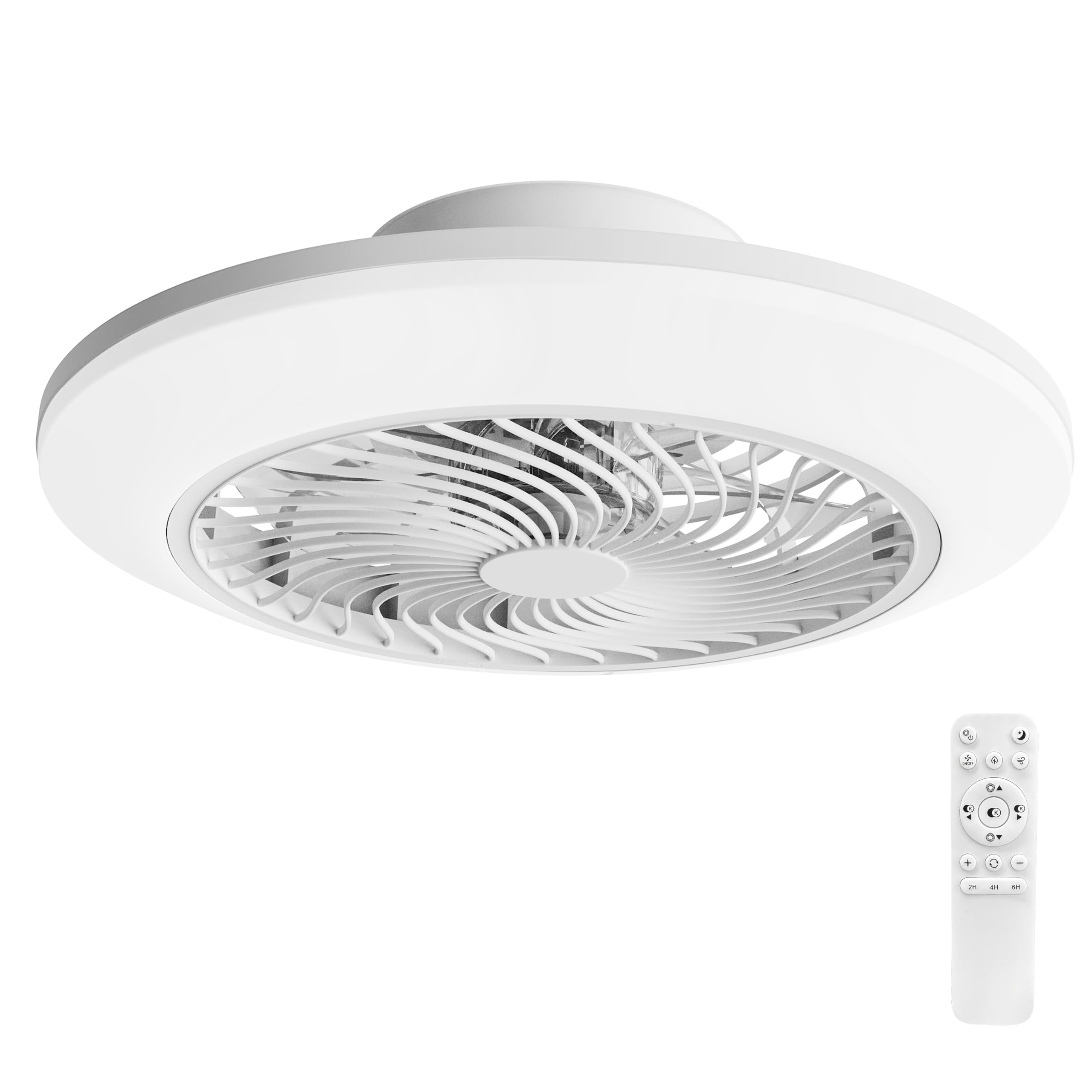 Ribelli Classic LED Ceiling Fan with Light Ø 45.5cm – Bright White Flush Mount Ceiling Lamp Dimmable, Low Profile Quiet DC Motor, Handy Remote Control, 6 Speeds, Reversible Airflow, CCT, 30W