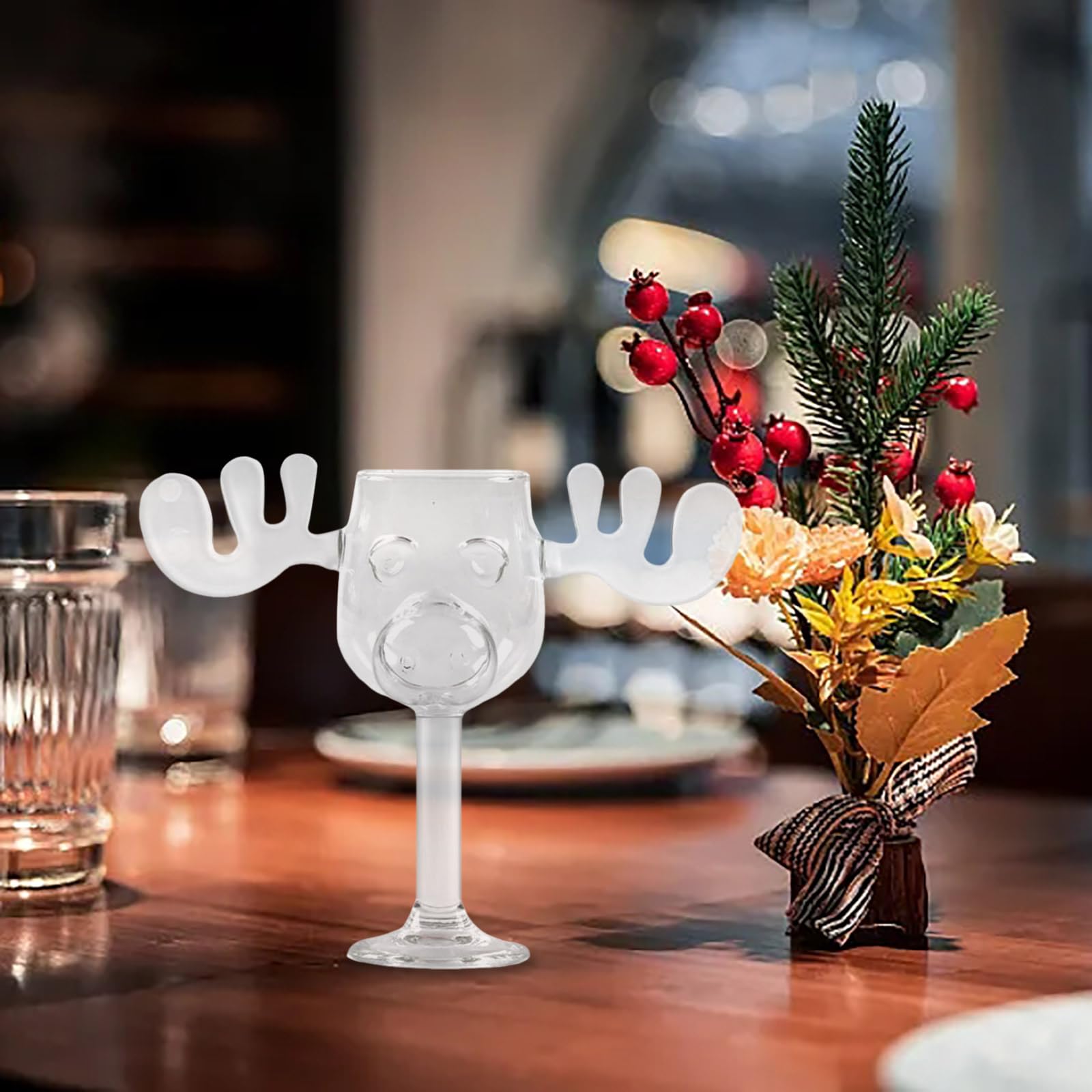 Elch Gläser Weihnachtsglas,Elchgläser Christmas Mug, Elch Glas Moose Mug, Weihnachtsgläser National Weihnachtsurlaub,Dekorationen, Klar, Urlaubsgeschenke für Kaffee, Tee, Getränke (B 1pc) Küche, Haushalt & Wohnen