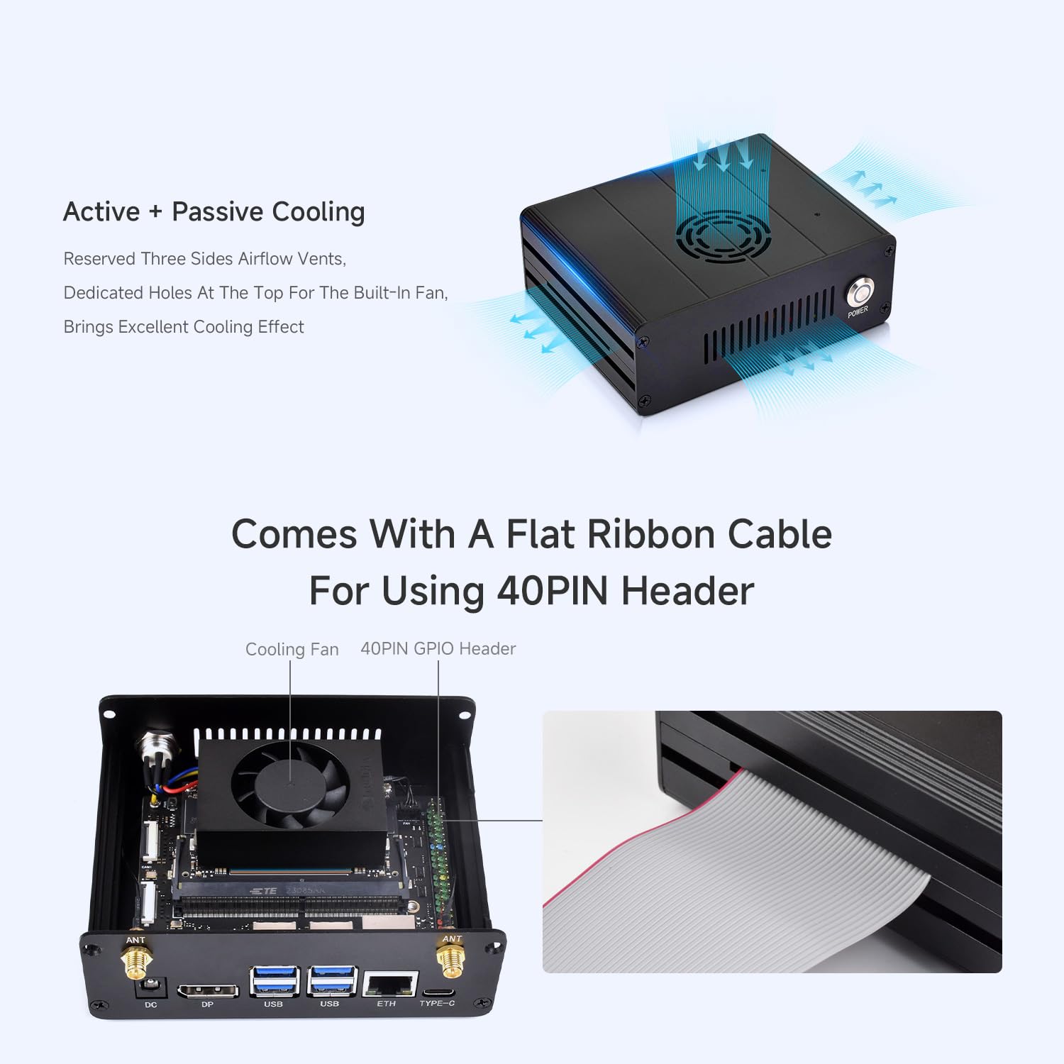 LUCKFOX Aluminum Alloy Case for Jetson Orin, Metal Shell with Camera Bracket Suitable for Jetson Orin Nano/Orin NX Kits
