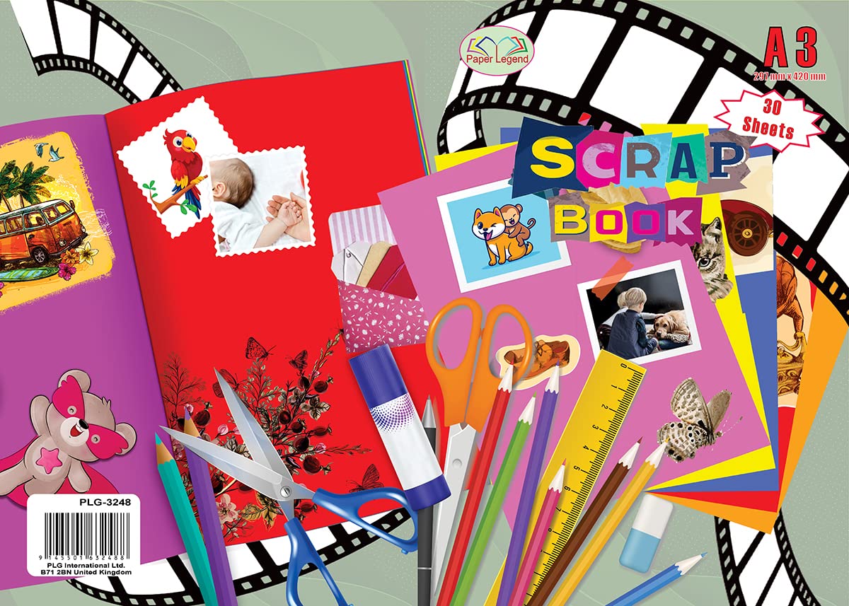 3 X A3 Staple Bound Scrapbooks Assorted 30 Colour Sheets, For Children - View #5