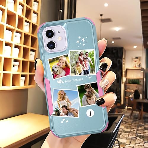 Vista 281 de Funda de fotos personalizada para Apple iPhone 11 Pro Max, patrón de collage a cuadros, personalizado para hacer imágenes en gruesa 3 híbrida Rosa