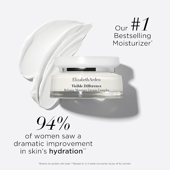 Elizabeth Arden Visible Difference Refining Moisture Cream Complex for Face, 75ml, Rich Emollient Formula, for Anti-Ageing & Tired Skin, Unisex