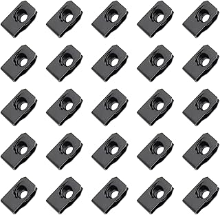 25-Pack M6 Extruded U-Type Nuts - Bumper Fender U-Style Clips - Black Spring Nuts Fasteners for Automotive Metal Fender and Grill Retainer Clips
