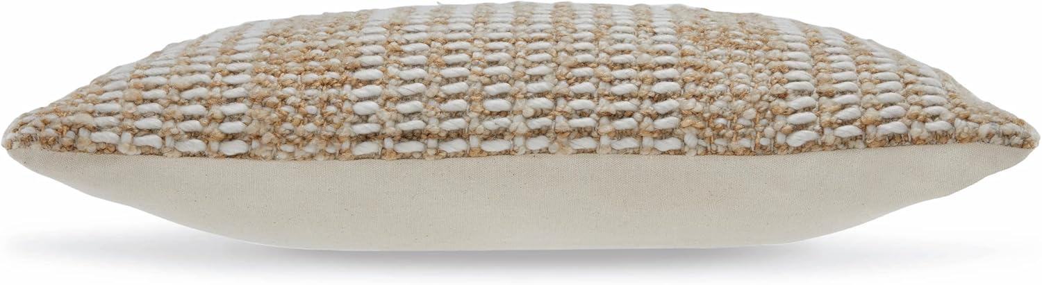 Hathby Beige and Ivory Handwoven Lumbar Pillow