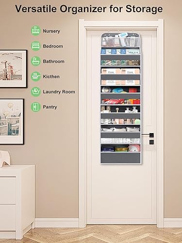 Miniatura 7 de Organizador para colgar sobre la puerta, organizador de armario de bebé sin inclinación para pañales, juguetes de niños, zapatos, organizador de