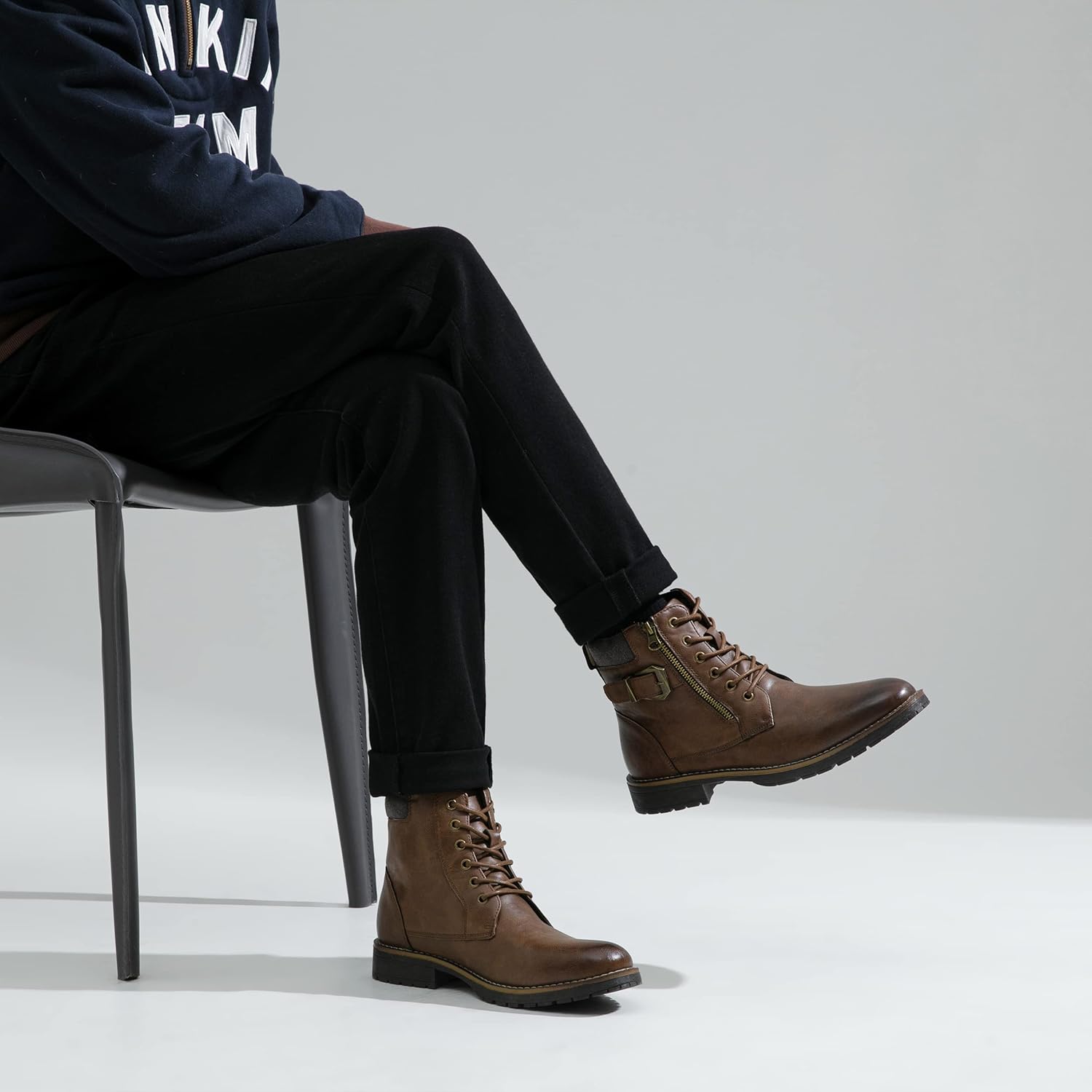 Vostey Men's Boots Boots for Men Casual Boots Motorcycle Combat Ankle Dress Boots Mens - Image 2