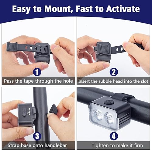 Miniatura 6 de Potente juego de luces recargables para bicicleta luces delanteras y traseras de bicicleta inteligentes multimodos ultra brillantes con focos y