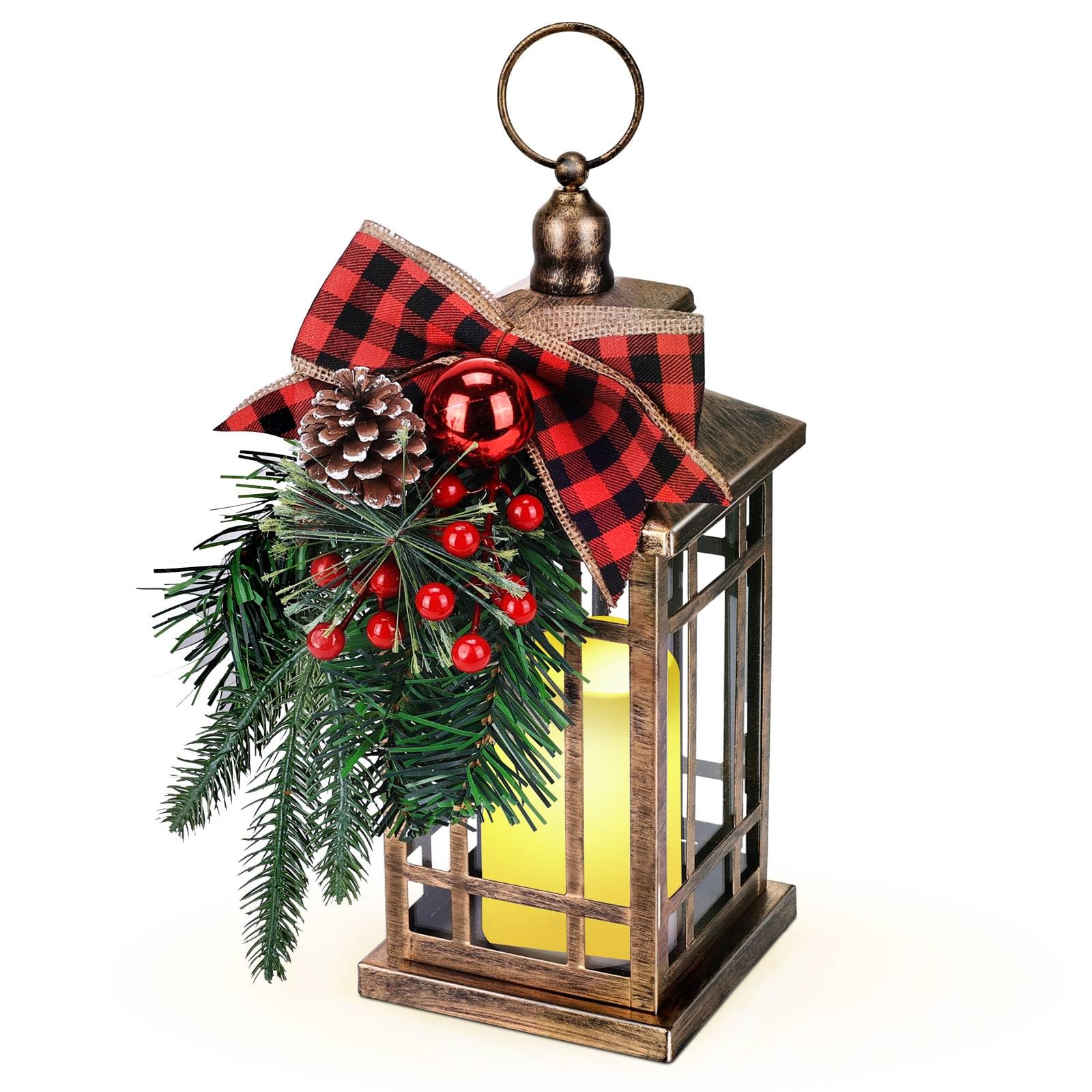 Lanterne décorative de Noël avec bougie LED vacillante sans flamme - 8