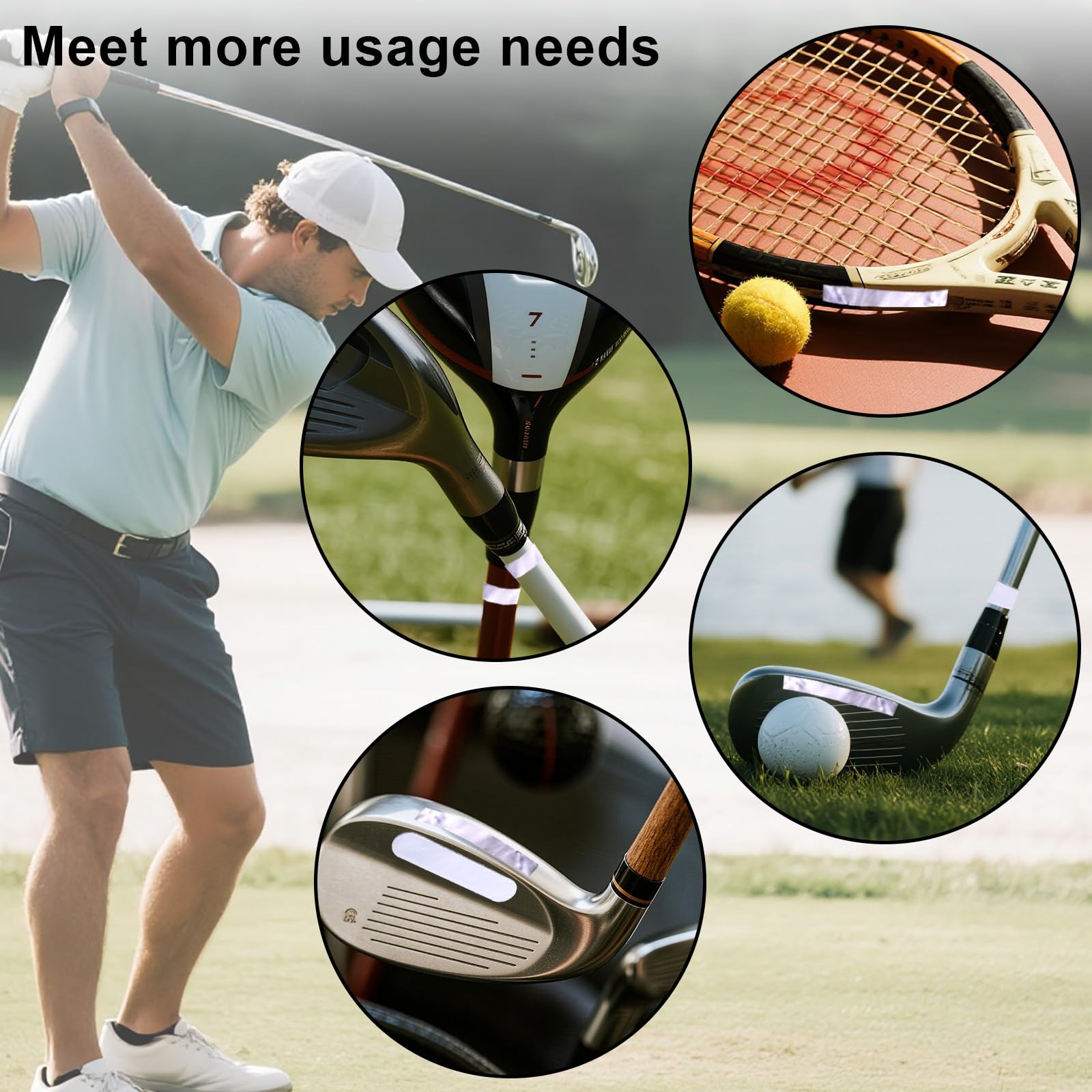 Ruban de Plomb Adhésif Golf 10pcs, 1 Rouleau 30g, Accessoires d'Entraînement Prédécoupés pour Réglage du Poids Raquette