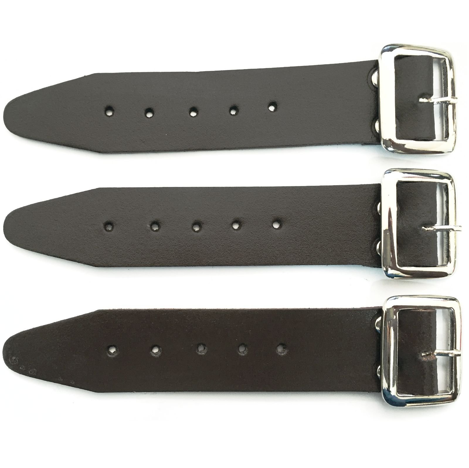 Alan's Global Dark Brown 3X Kilt Straps And Buckle 7" Genuine Leather Extender 1.25" Wide - Strap