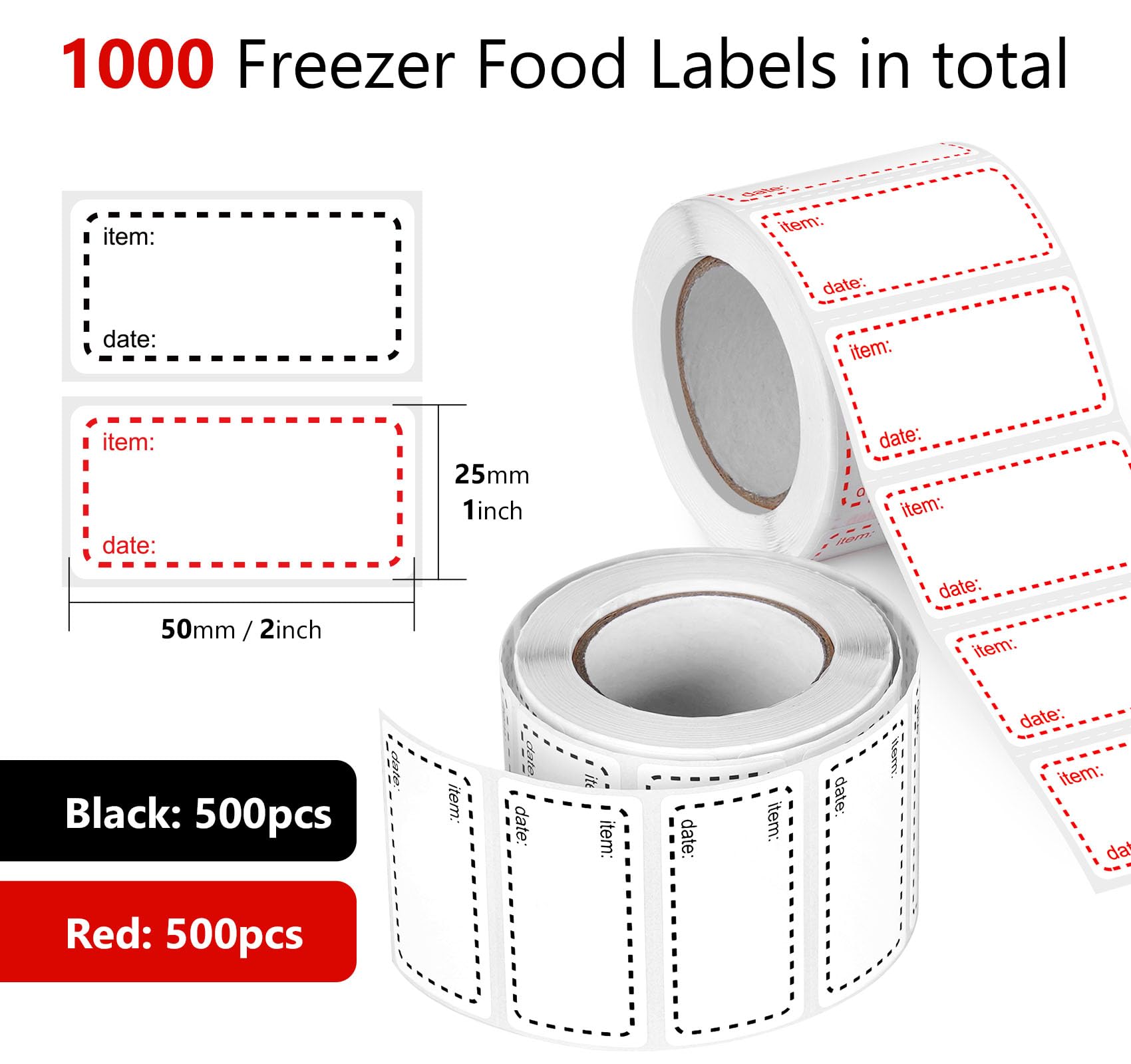 Rotolo 1000 Etichette Adesive 50x25 Mm - Per Casa, Ufficio, Cucina E Marmellate