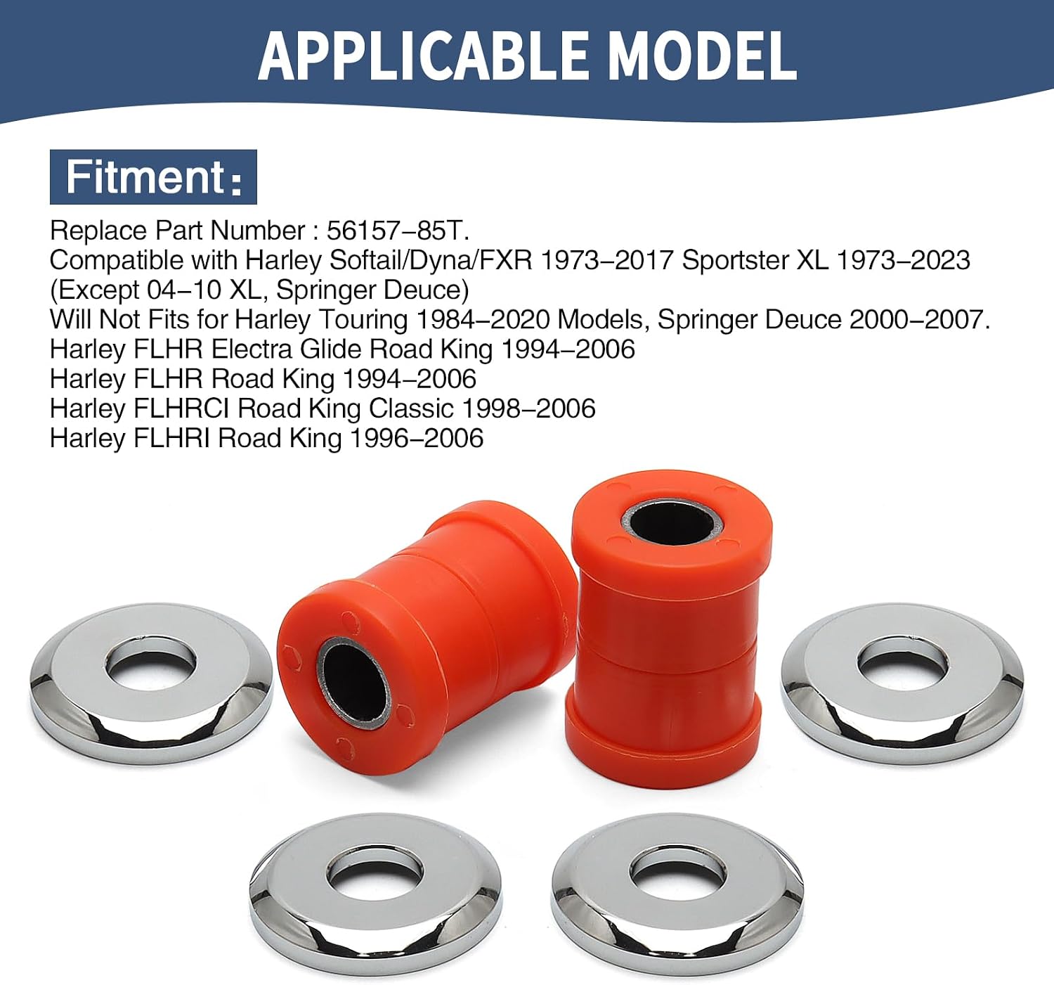 Polyurethane Handlebar Riser Bushings Fit For Harley Big Twins 1973-Up Sportsters 1973-2003 (Orange White)