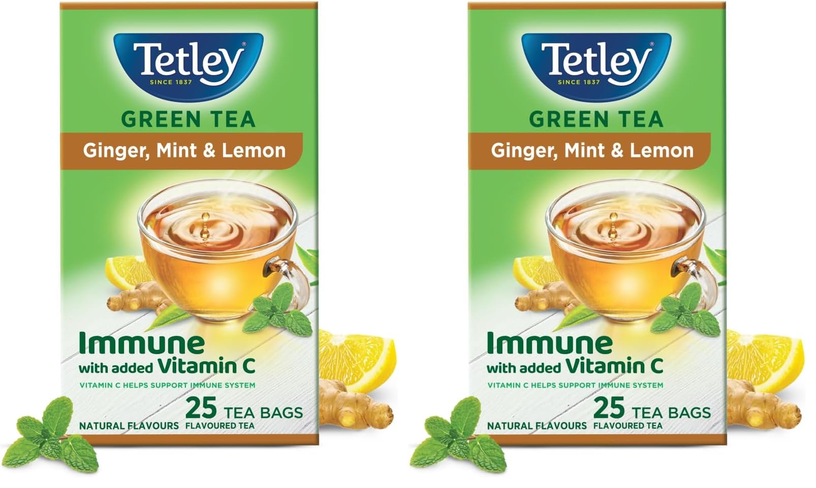 Tetley Green Tea Bags, Ginger Mint Lemon, 25 Tea Bags (Pack of 2)-image-37
