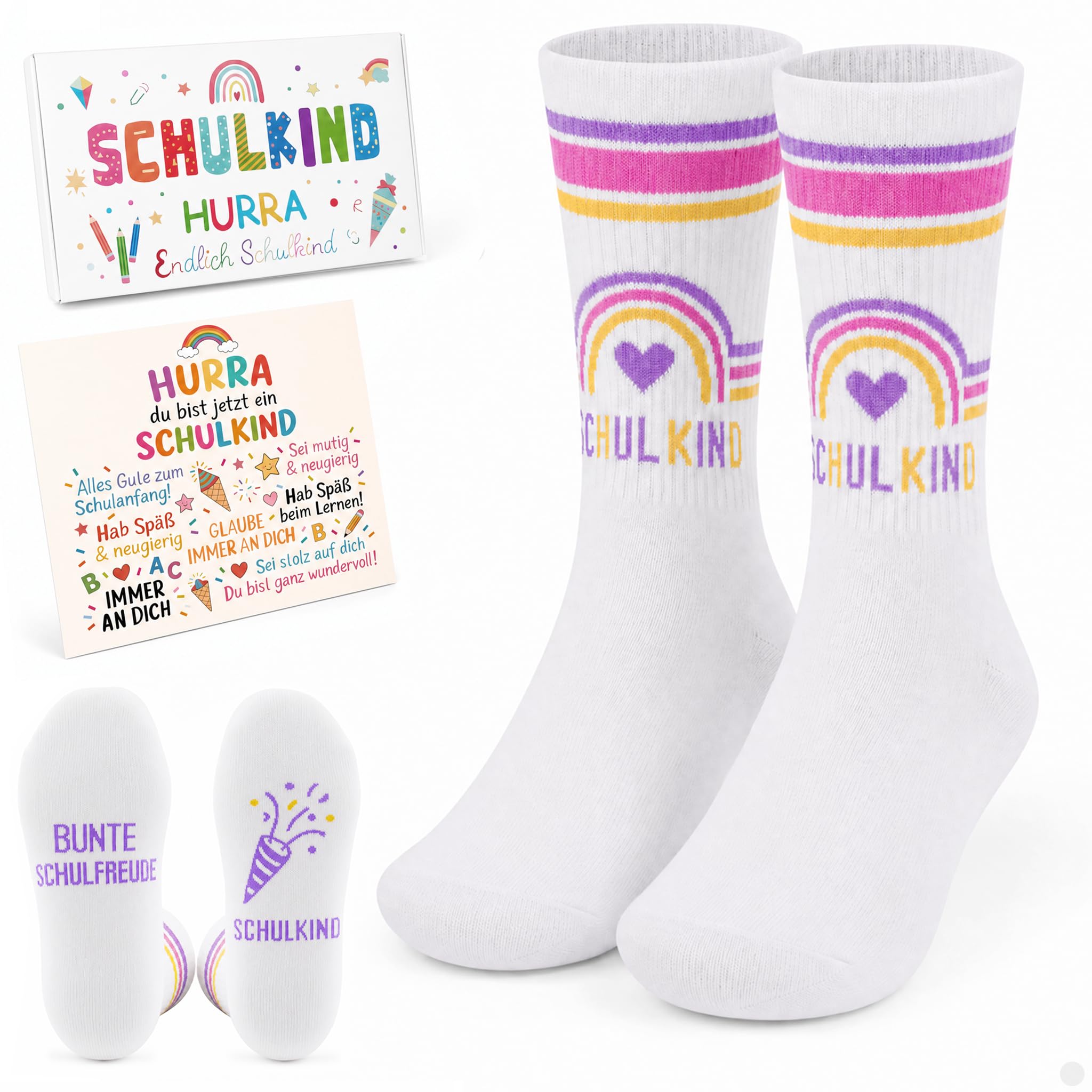 Ligtupwe Einschulung Mädchen Schulkind 2026 Mädchen Schulkind Socken, Schultüte Inhalt Schultüte Füllung zum Schulanfang Mädche n als Einschulung Geschenk