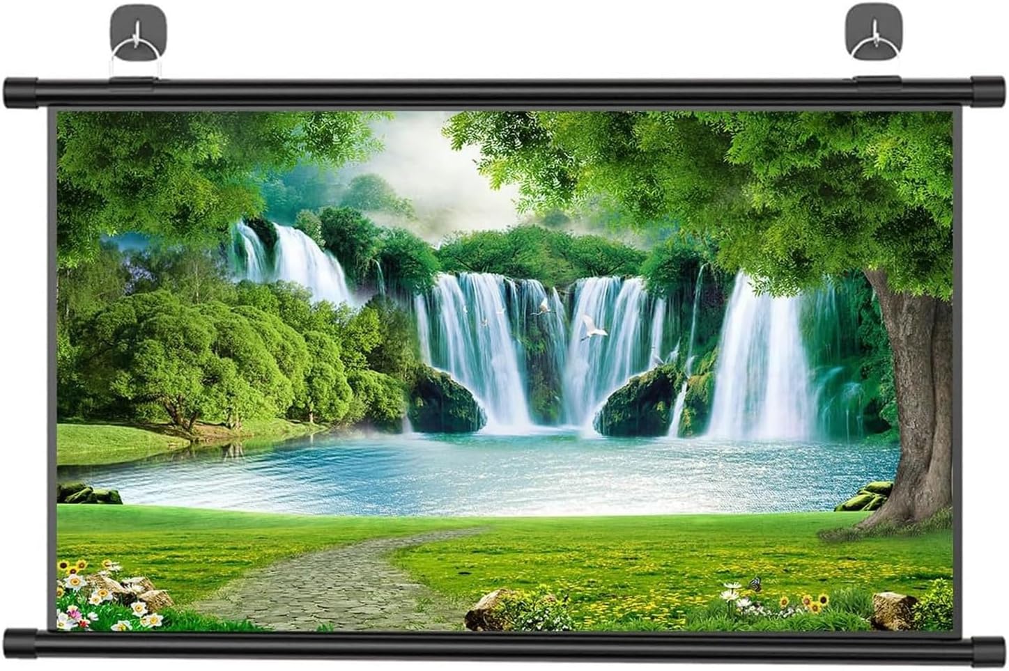 30", 40", 50", 60", 72" Portable Projector Screen Manual Pull Down, 16:9/4:3 Video Projection Screen Home Theater, Anti-Crease Home Theater Office Wall Mounted Ceiling Pull Down Pr-4:03-30