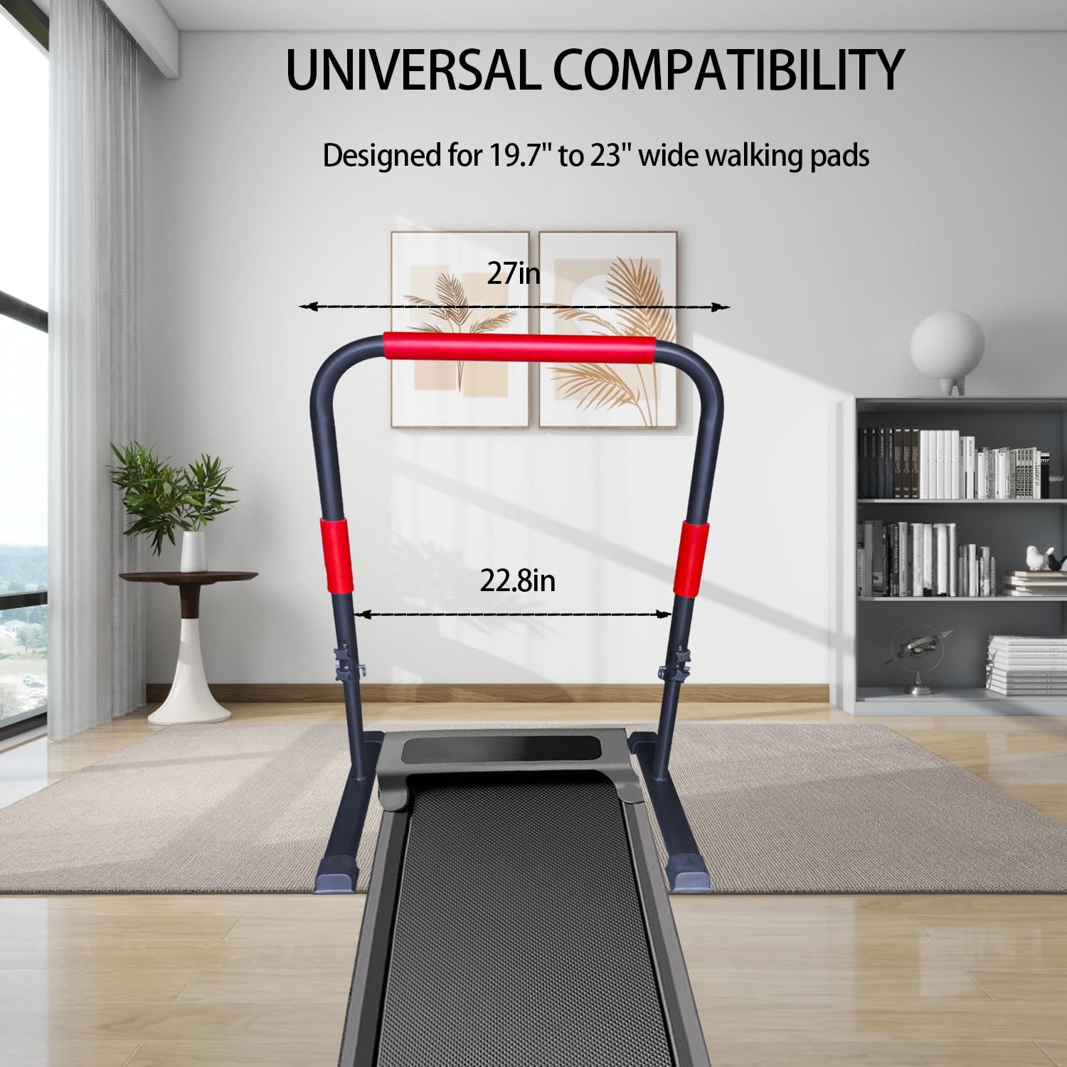 Manillar ajustable solo para almohadilla de caminar, ajuste universal de 23 pulgadas de ancho, altura máxima de 43 pulgadas, accesorio de soporte resistente (negro y verde)