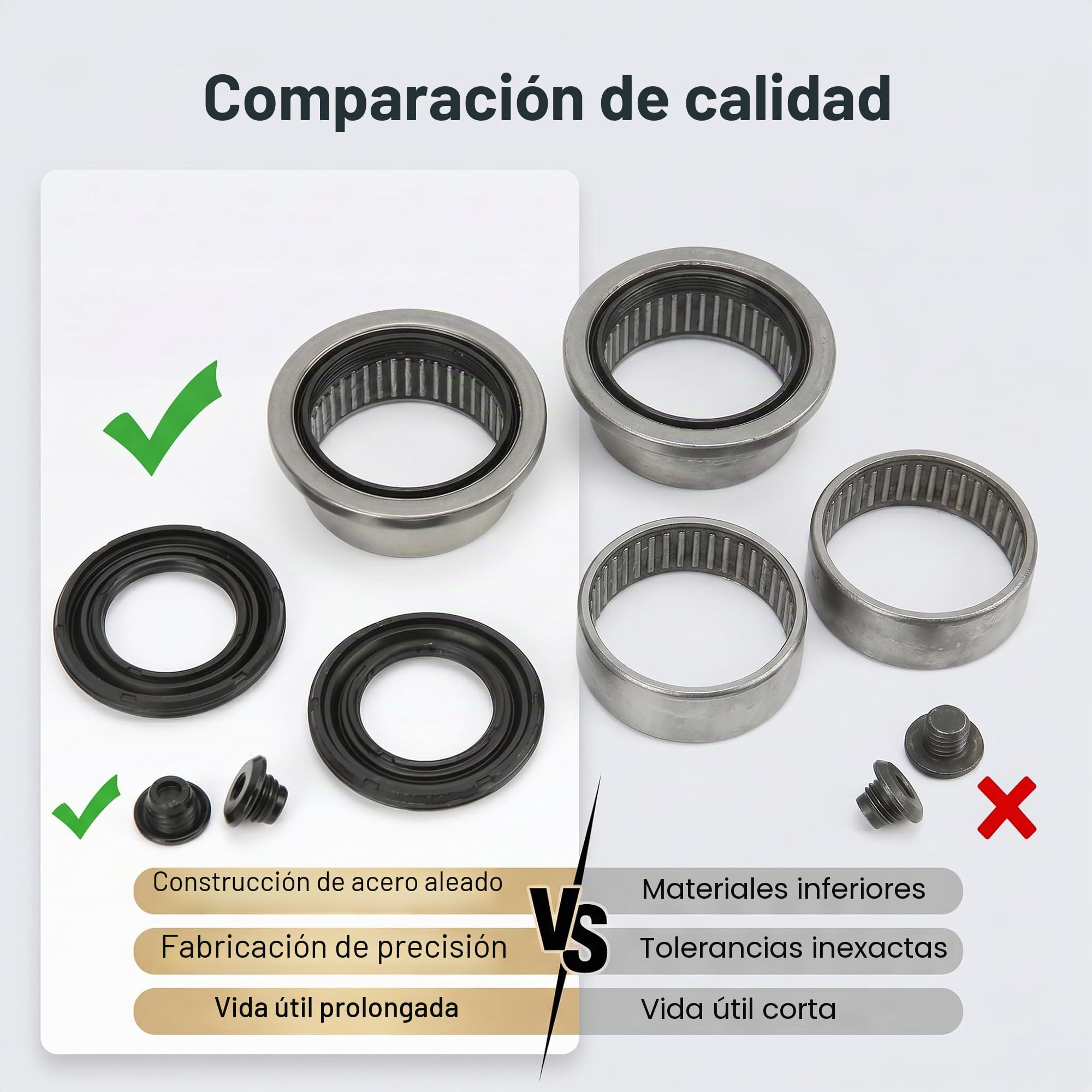 Aramox 8 Uds Kit de Reparación de Puente Trasero Reemplazo de Aleación de Acero Eje Trasero Kit de Reparación de Rodamiento de Agujas para 206 47mm Eje