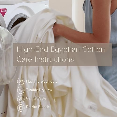 Miniatura 2 de Hyde Lane Juego de sábanas de algodón de 1000 hilos, 4 piezas, sábana bajera, sábana encimera y fundas de almohada, se estira hasta 16 pulgadas para