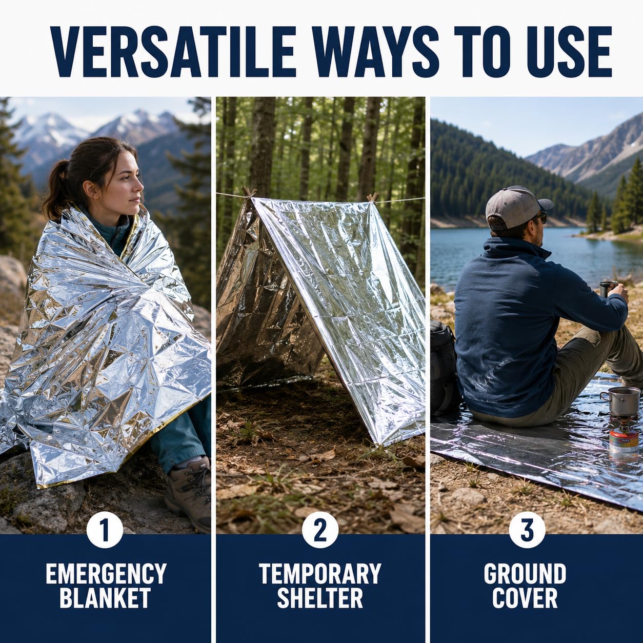 Lot of 50 Emergency Mylar Blankets - 84 x 52 by BH