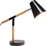 Vista 2 de Simple Designs LD1059-BLK Wooden Pivot Desk Lamp, Matte Black