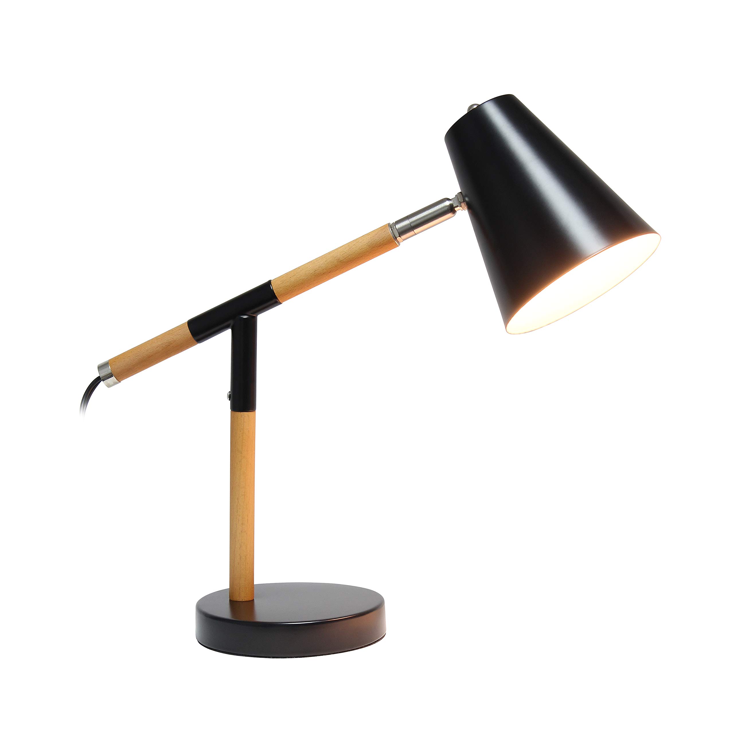 Simple Designs LD1059-BLK Wooden Pivot Desk Lamp, Matte Black