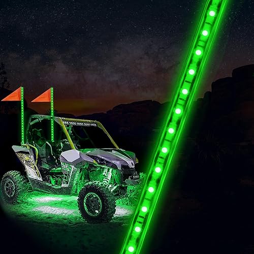 Luces LED verdes de 4 pies con iluminación en espiral para vehículos todoterreno, ATV, UTV, Polaris RZR, camión, 4 x 4, SXS, Buggy Dun(1 unidad)
