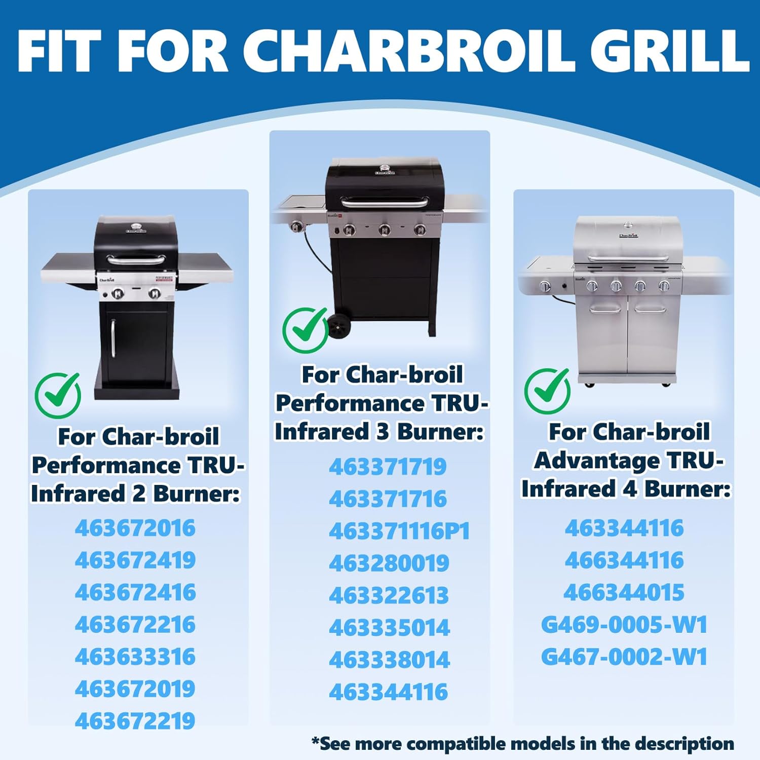 17 Inch Tru Infrared Grill Grates for Charbroil 463371116 463370719 463280019 463335014 463344116 463335115 Grill Replacement Parts G460-0500-W1 Charbroil Performance Tru Infared 3 Burner Grill Grates