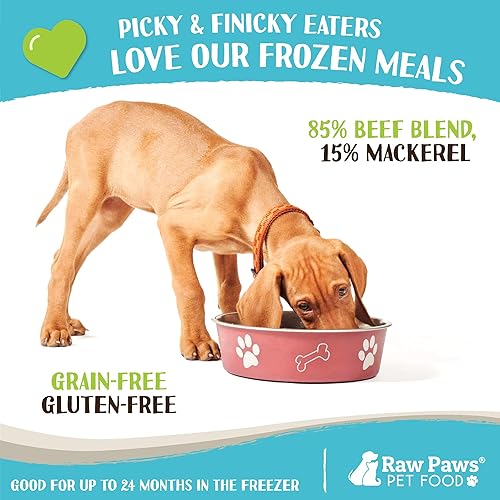 Miniatura 4 de Raw Paws Pet - Comida cruda congelada para perros y gatos, receta de carne de res y caballa capturada en la naturaleza, rollos de 1 libra (paquete