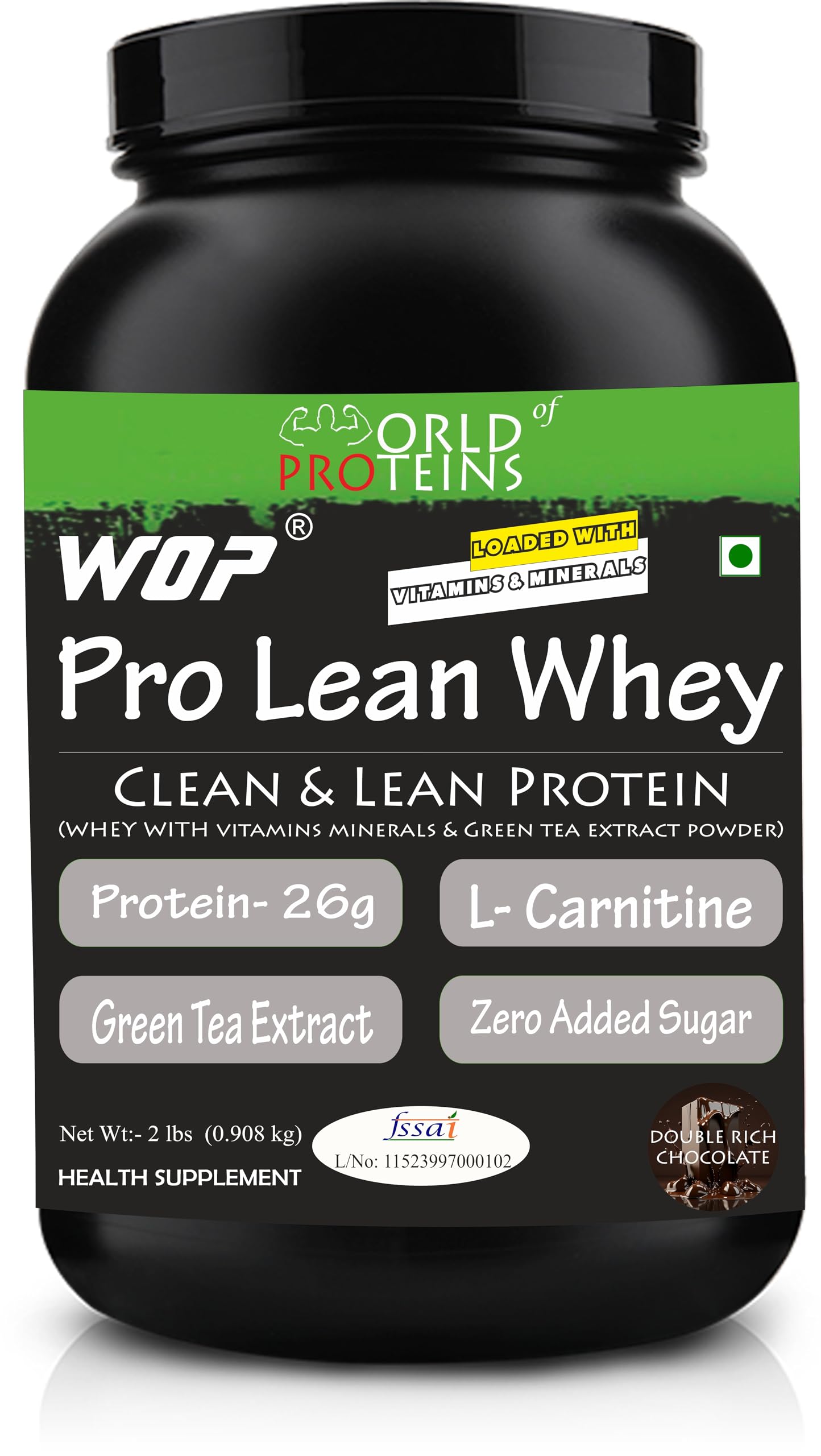 WOP Pro Lean Whey Protein Powder, 2 lbs, Double Rich Chocolate, with L-Carnitine and Green Tea Extract-image-39