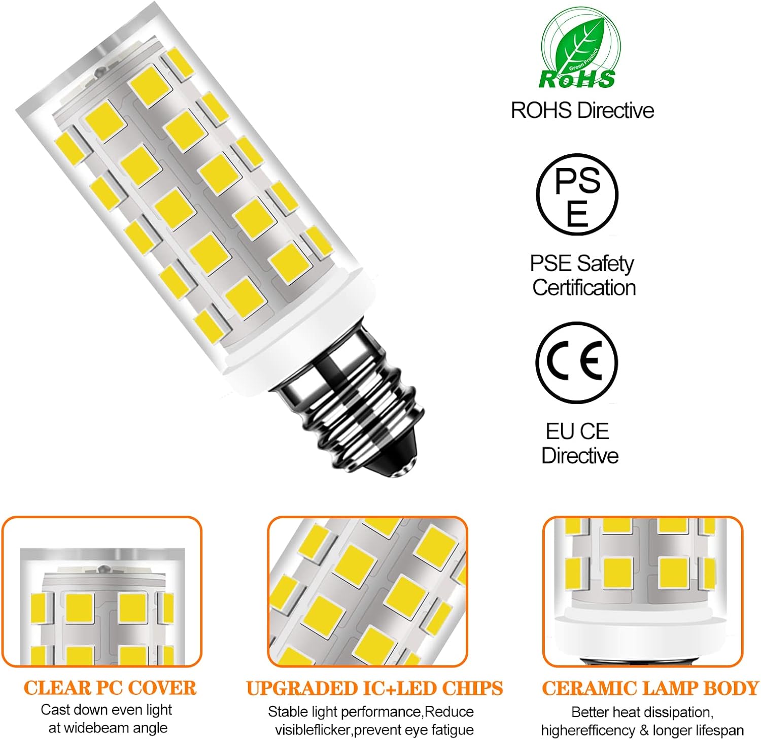 E12 LED 40W Halogen Equivalent Range Hood Bulb Replacement for AP5610225 W10857122 b02300264 Non-dimmable 360° 400LM Flicker-Free (Daylight White 6000K 2 Pack)