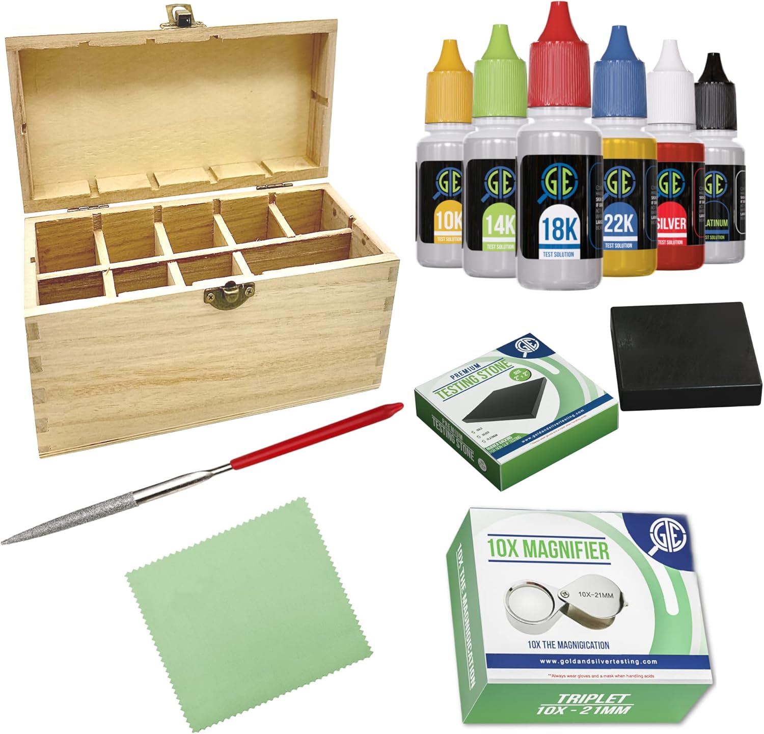 GTE Precious Metal Jewelry Testing Kit Gold Silver Platinum Test Acids