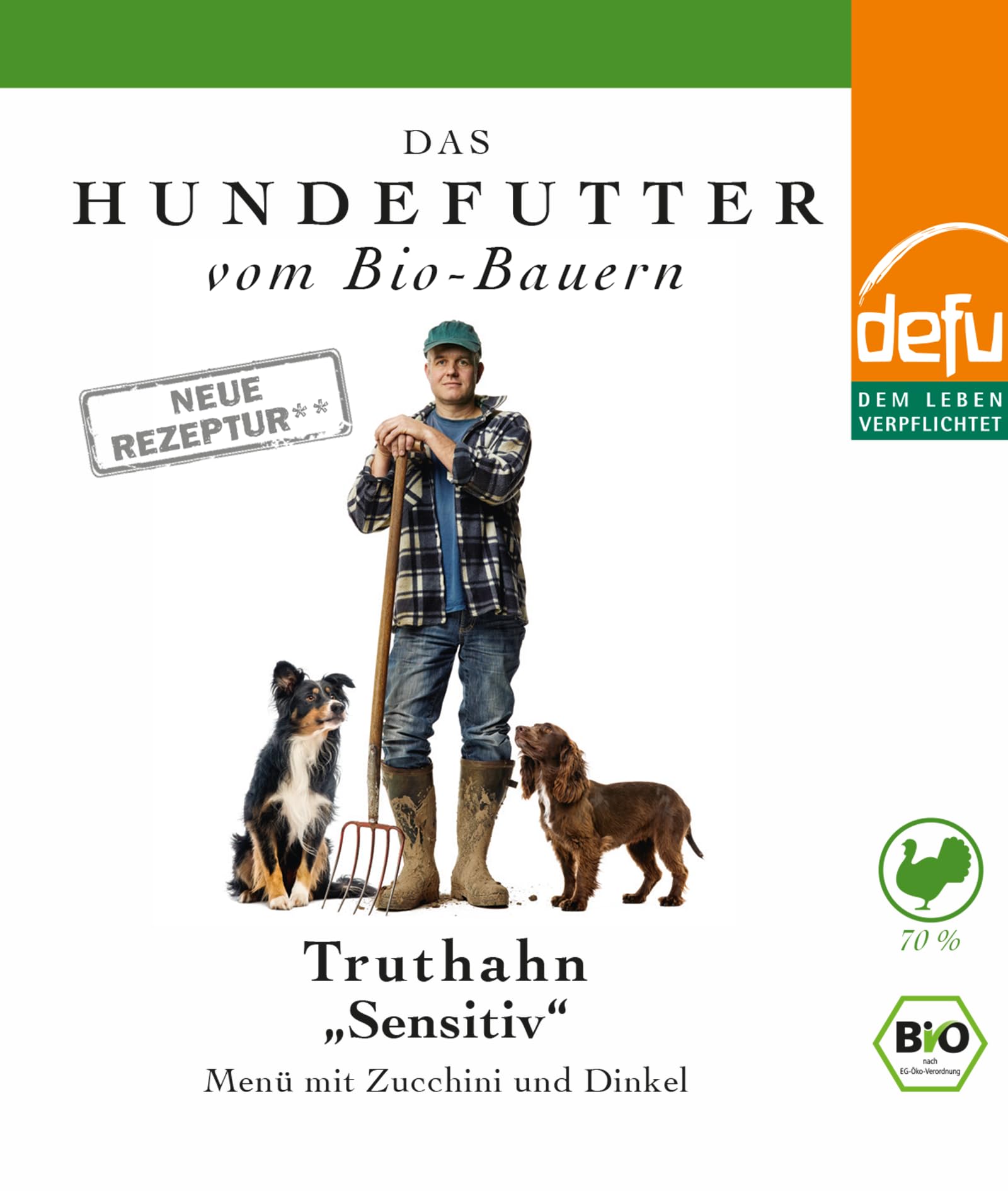 defu Hundefutter | 12 x 400 g | Bio Truthahn Sensitiv | Premium Bio Nassfutter Menü | Alleinfuttermittel für Hunde