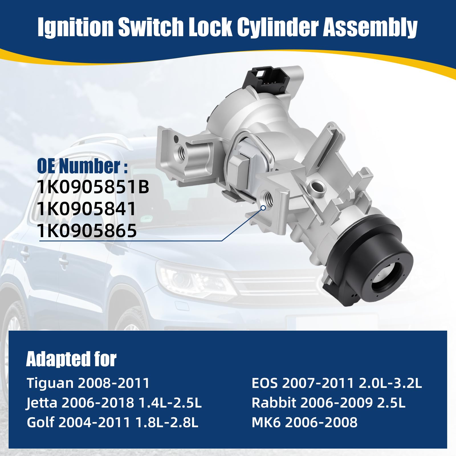 1K0905851B Neiman Interruptor encendido para Golf 5 6 A3 TT Seat Alte Leon | 2 mandos a distancia + 2 llaves con 2 tornillos Attuatore Serratura Cerradura Encendido1K0905865