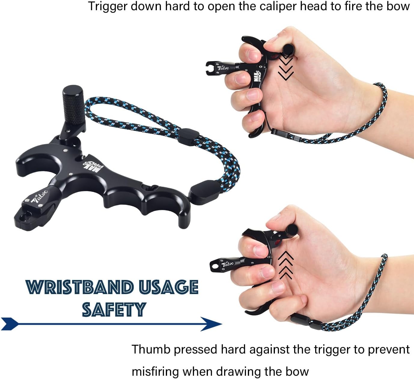 Bow Release Thumb Archery 360° Rotatable Thumb Release for Compound Bow 4 Finger Release-Bow Trigger