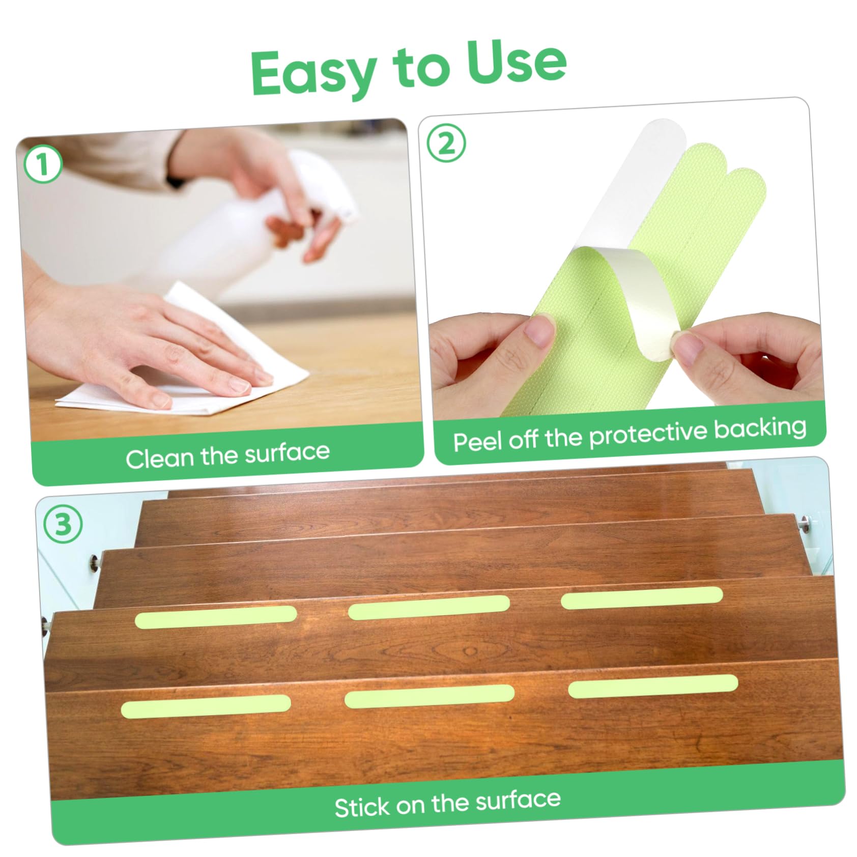 Gatuida 10 Juegos Cinta Antideslizante Sin Peldaños De Escalera Tiras Reflectantes Para Escaleras Divisores Peldaños De Escalera Antideslizantes Accesorio Rodillos Green Mañana Uds * 10