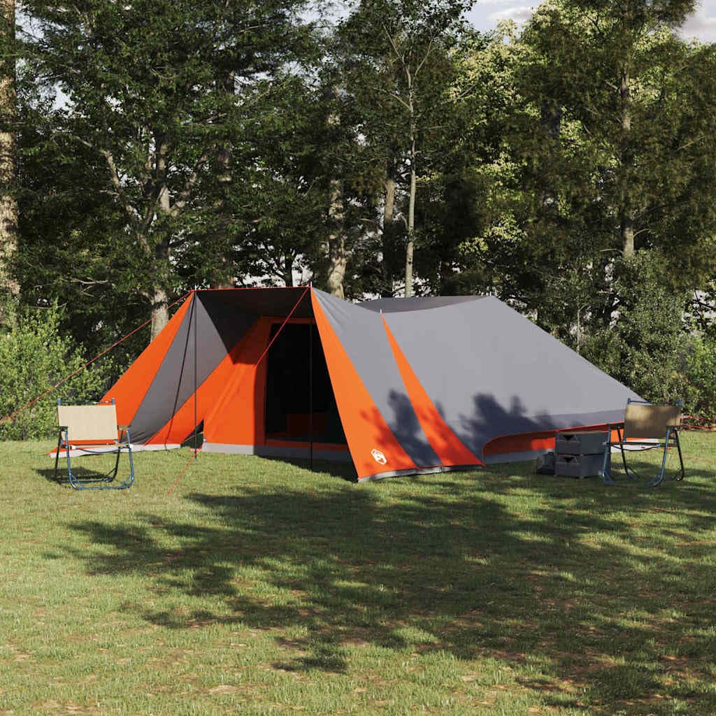 Tienda de campaña familiar para 6 personas, color gris y naranja, impermeable, con bolsa de transporte, 660 x 456 x 200 cm, ideal para aventuras al aire libre, equipamiento duradero