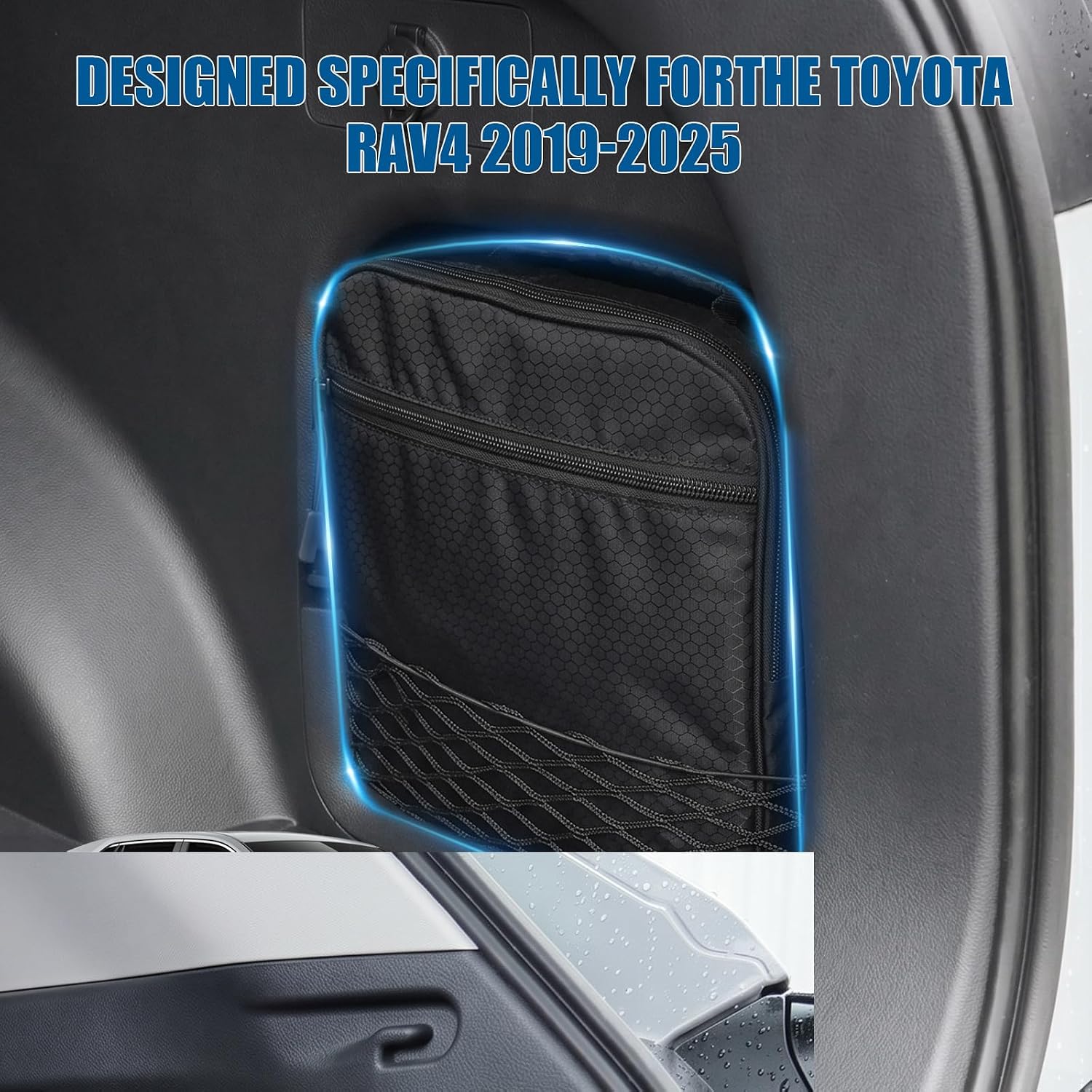 Trunk Organizer Storage Bag Compatible with Toyota RAV4 2019-2025, Cargo side pocket, Black Oxford Cloth Trunk Upgrade for Trunk Space Management