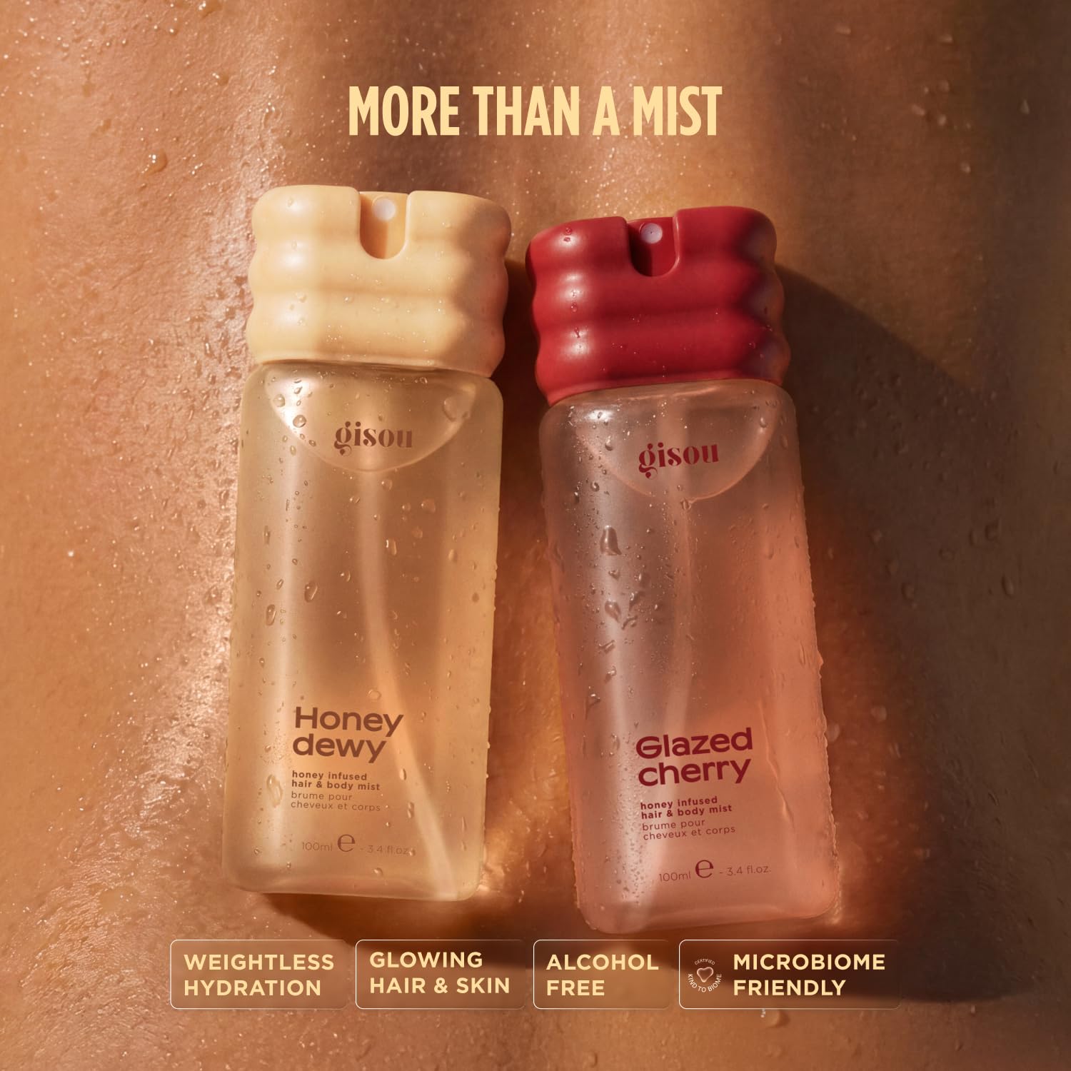 Gisou Honey Infused Hair & Body Mist - Glazed Cherry - Alcohol-free fragrance mist with Mirsalehi Honey, Hyaluronic Acid & Peptides to hydrate, notes of Juicy Cherry, Fresh Raspberry & Sweet Caramel