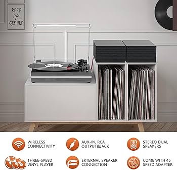 ミュージック dve Amazon.com: HONGUT Bluetooth Vinyl Stereo Record Player, 3
