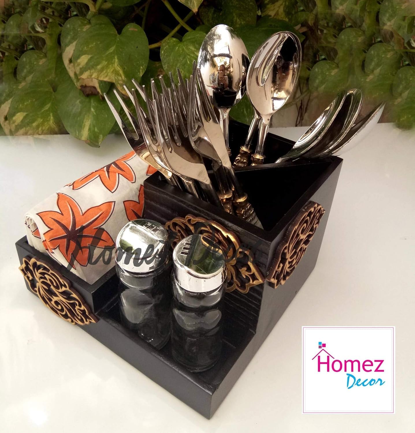 Designer Dinning Organizer for Your Beautiful Dinning Table/Table Top Tissue Space/Cutlery Holder with Salt Pepper Shaker. 3 in 1