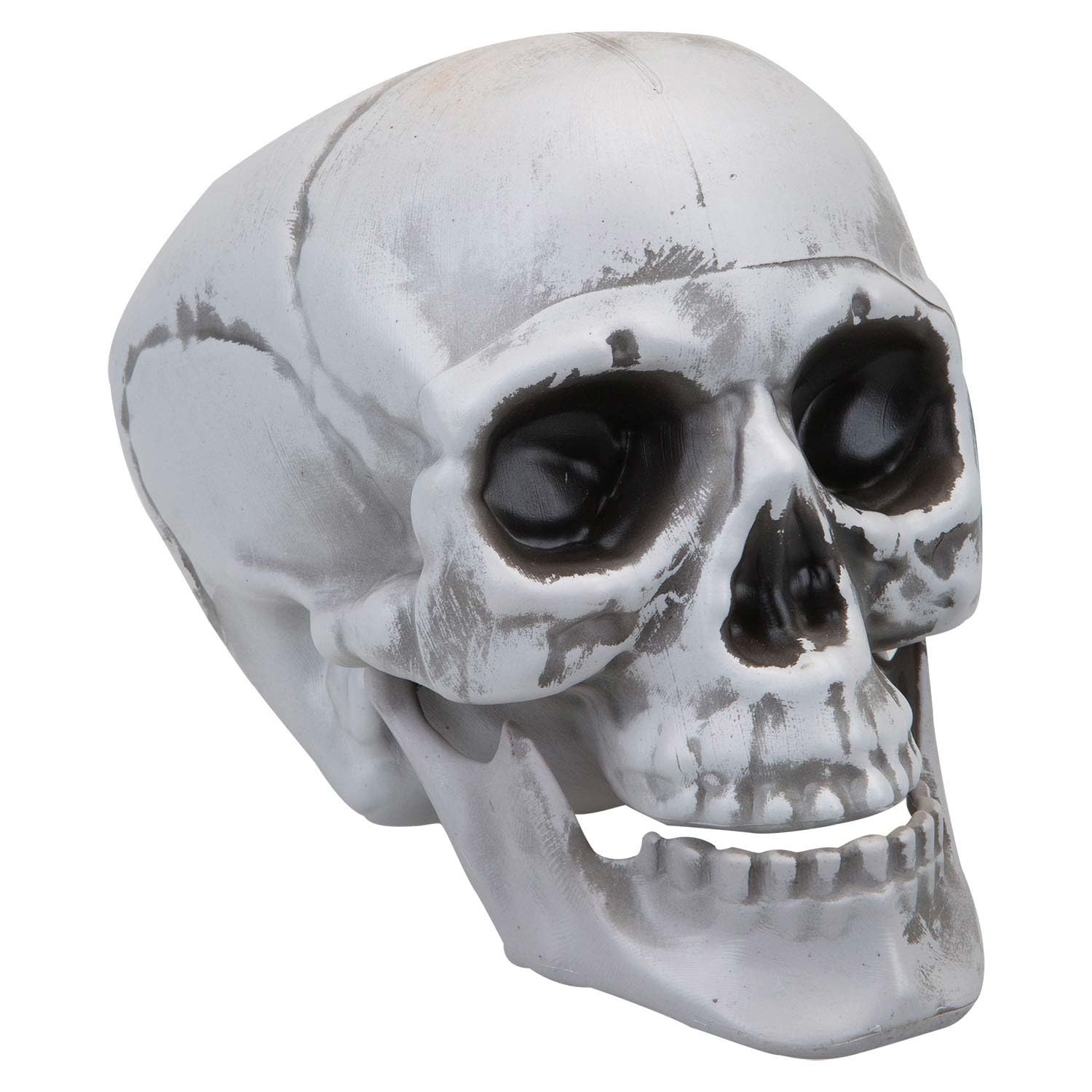 VFM e-Store - Large Skull Decoration With Moving Jaw Trick Or Treat Party Spooky Halloween Parties, Creepy, Fright, Costume, Fancy Dess Accessories and Props - 19cm White