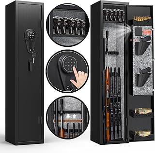 KAER 3-5Gun Rifle Safe, Gun Safes for Home Rifle and Pistols Quick Access Gun Cabinet for Shotguns with Adjustable Pistol ...