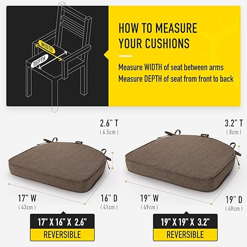 Miniatura 7 de SUNROX FadeShield - Juego de 4 cojines de espuma viscoelástica de gel para silla, resistentes a las manchas, duraderos, reversibles, con lazos, para