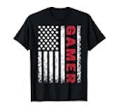 American Flag Funny Gamer Gift Video Games Boys Men Gaming T-Shirt