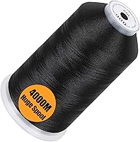 Newbrothread Black 4000M Polyester Embroidery Thread 40WT Huge Spool for Commercial & Home Machines