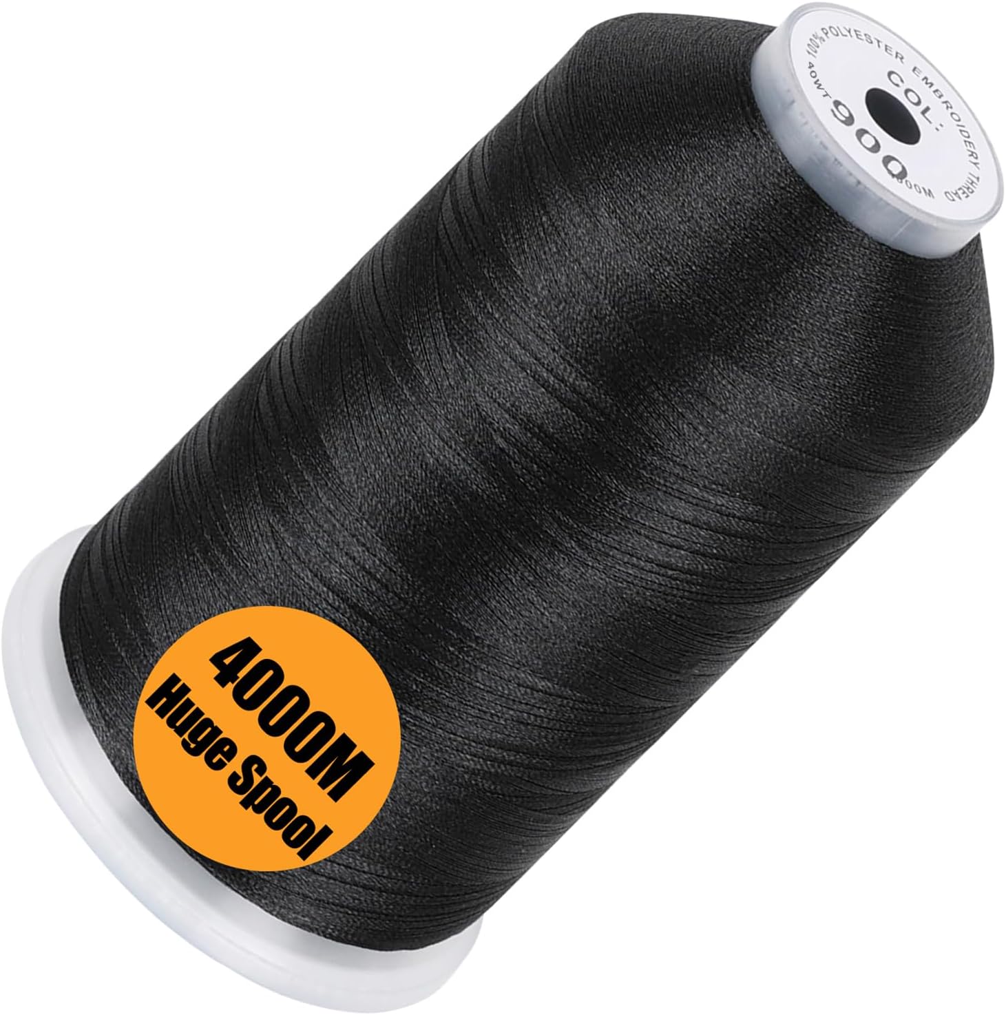New brothread - Single Huge Spool 4000M Each Polyester Embroidery Machine Thread 40WT for Commercial and Domestic Machines - Black