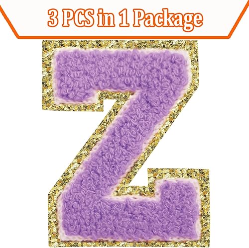 Miniatura 158 de Parches de letras termo-adhesivas de felpilla para chaquetas, parches de letras universitarias con brillantina para planchar en la letra azul A