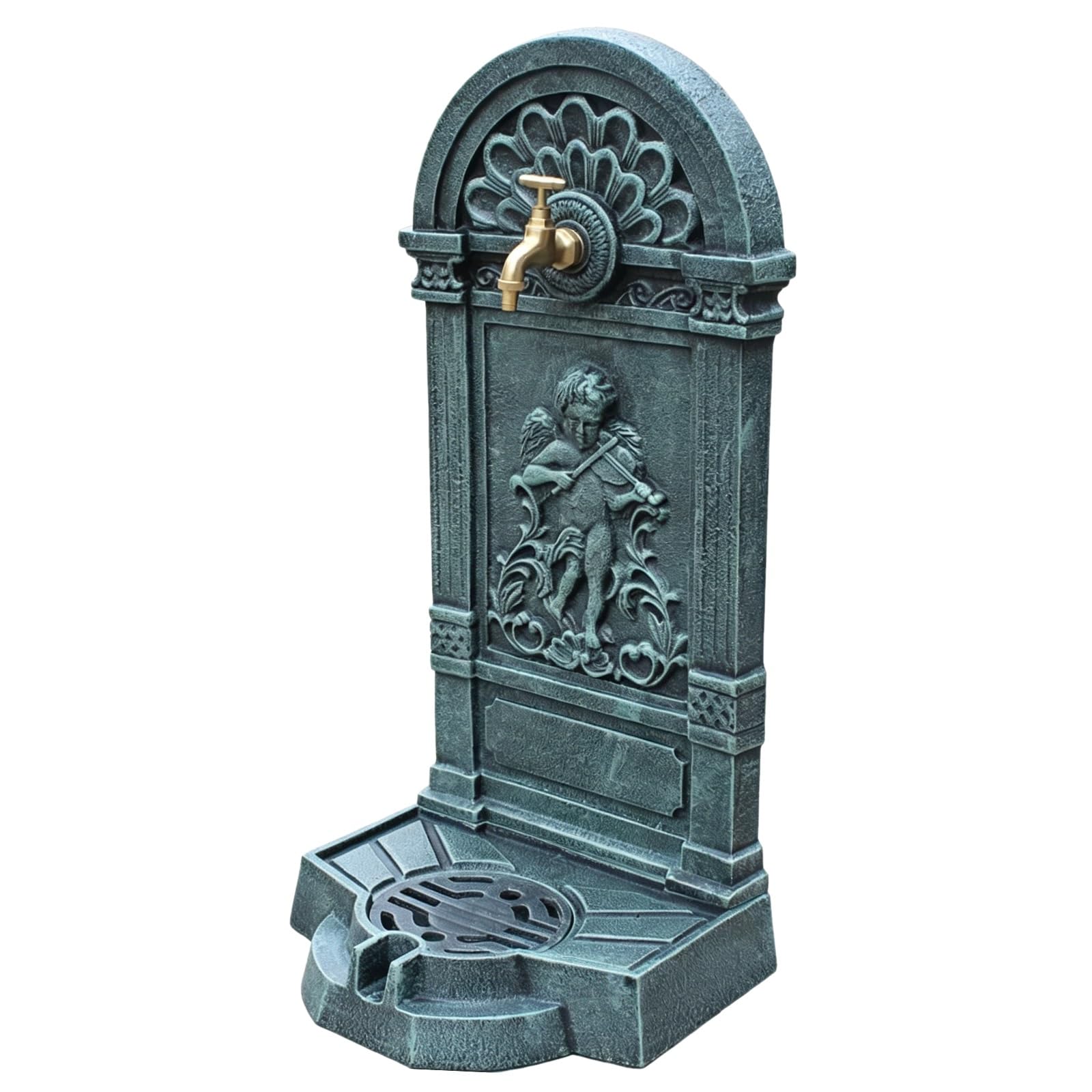 Yangllyj One Color Cast Iron Outdoor Water Column, Freestanding Frost Proof Yard Hydrant With Brass Spigot For Backyard Patio